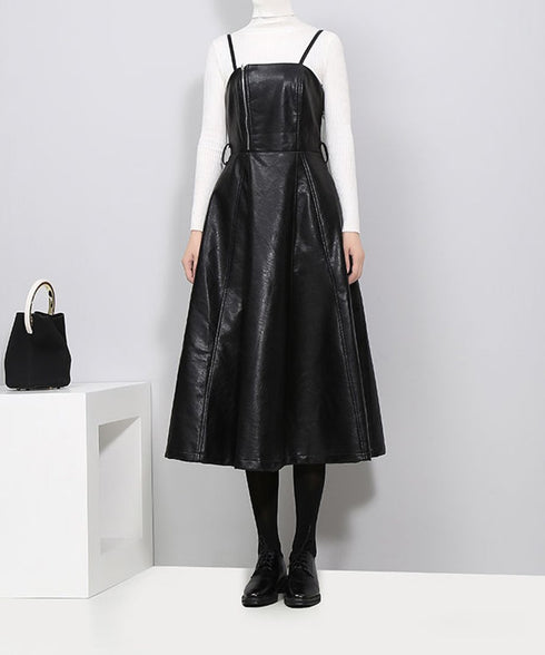 black midi sleeveless dress